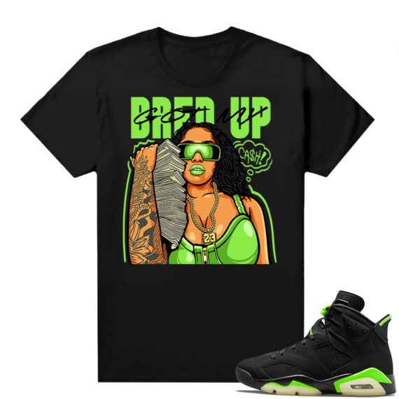 Electric Green 6s sneaker tees shirts black Bred Up