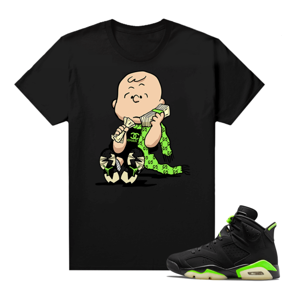 Electric Green 6s sneaker tees shirts black Designer Charlie