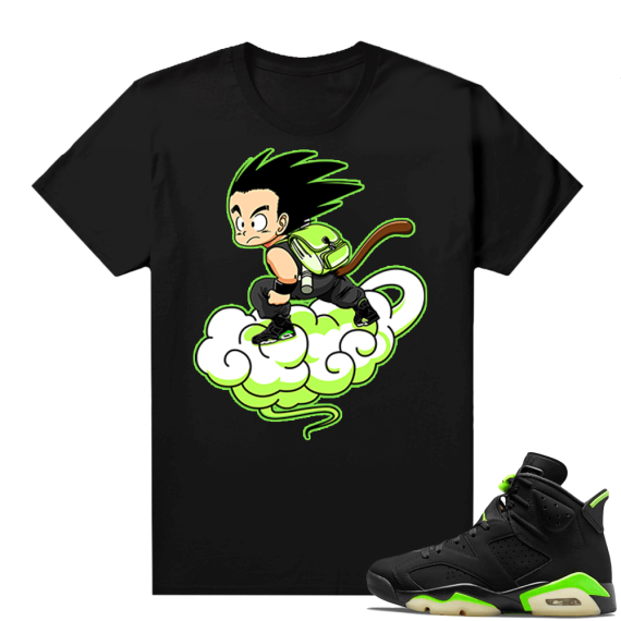 Electric Green 6s sneaker tees shirts black Fly Goku