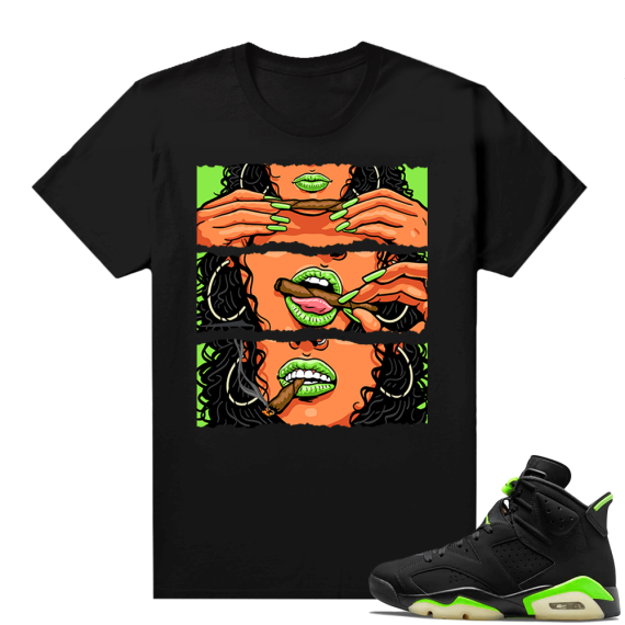 Electric Green 6s sneaker tees shirts black Get Lit