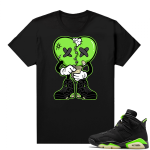 Electric Green 6s sneaker tees shirts black Heart Broken toon