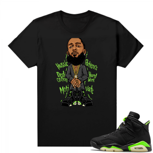 Electric Green 6s sneaker tees shirts black Nipsey Hussle