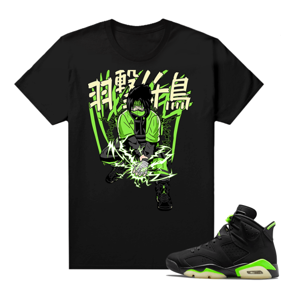 Electric Green 6s sneaker tees shirts black Sasuke