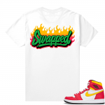 Jordan 1 Light Fusion Red Shirt White Swapped Flame tee