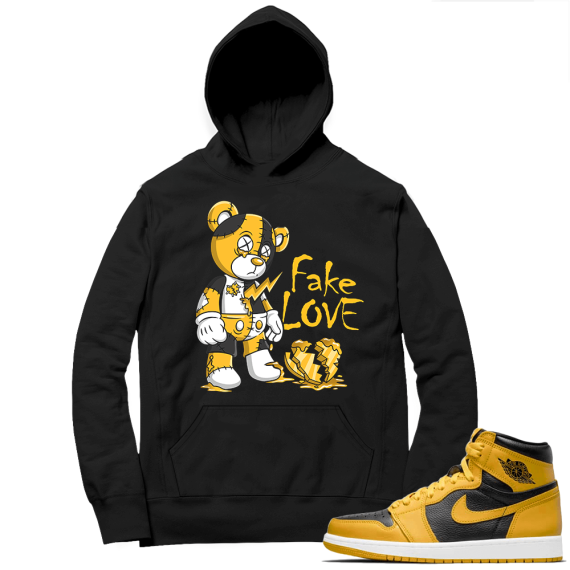 Jordan 1 Pollen Hoodies Match Black Fake Love Bear