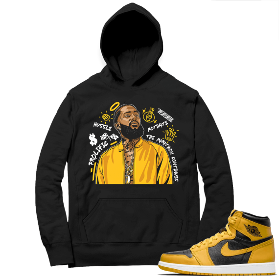 Jordan 1 Pollen Hoodies Match Black Nipsey Tribute