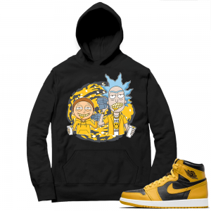 Jordan 1 Pollen Hoodies Match Black Trap Rick & Morty