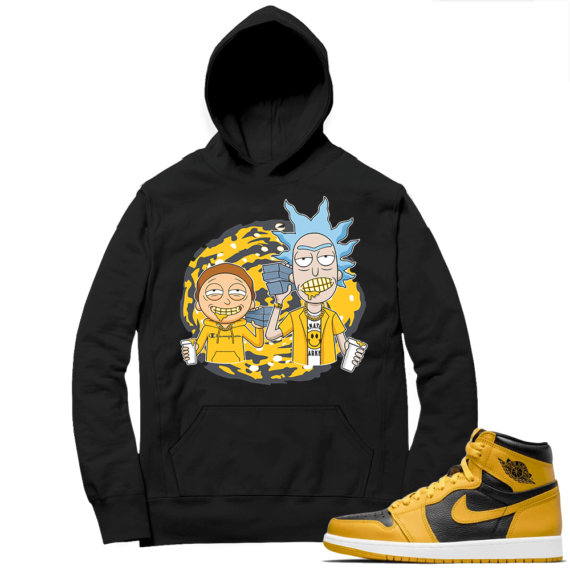 Jordan 1 Pollen Hoodies Match Black Trap Rick & Morty