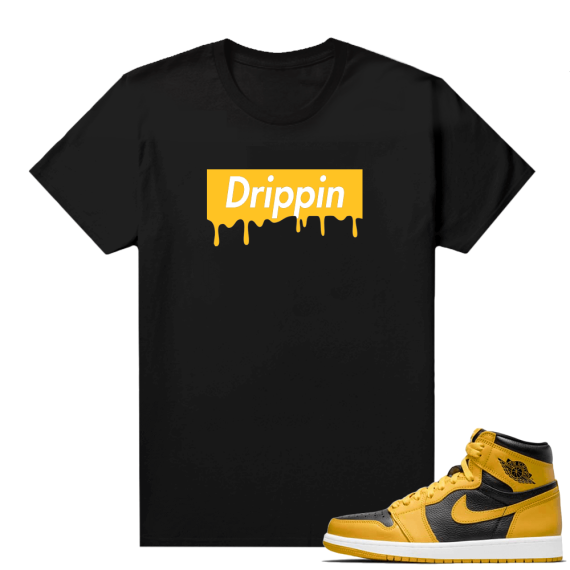 Jordan 1 Pollen Sneaker tees Match Black Drip Box