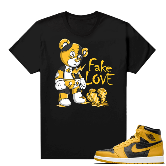 Jordan 1 Pollen Sneaker tees Match Black Fake Love Bear