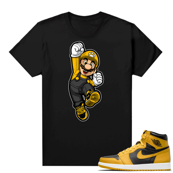 Jordan 1 Pollen Sneaker tees Match Black Mario