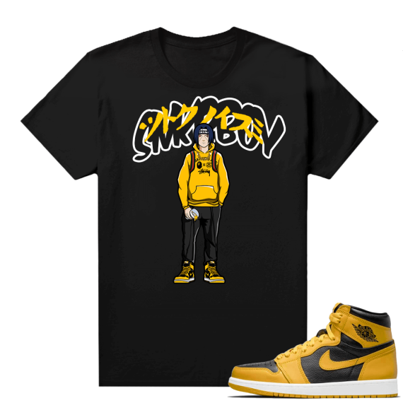 Jordan 1 Pollen Sneaker tees Match Black SNKRBOY x Itachi hype