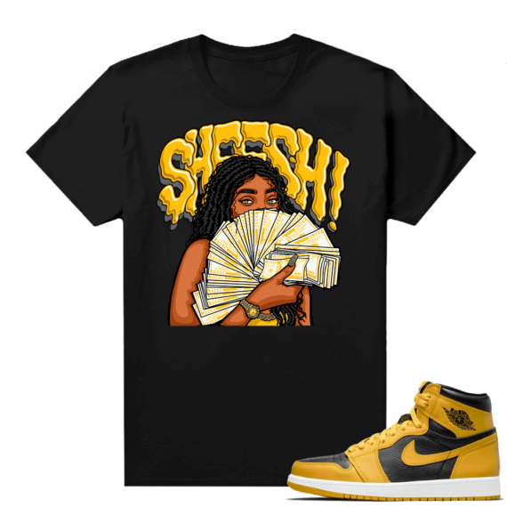 Jordan 1 Pollen Sneaker tees Match Black Sheesh