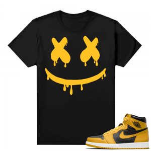 Jordan 1 Pollen Sneaker tees Match Black Smiley Drip