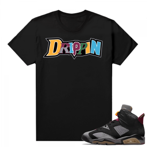 Jordan Bordeaux shirt match Black tee Drippin Letters