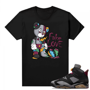 Jordan Bordeaux shirt match Black tee Fake Love Bear