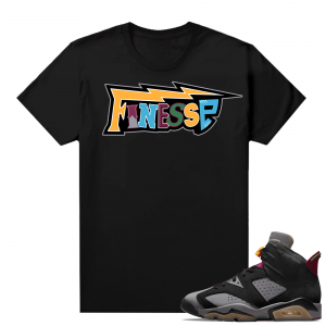 Jordan Bordeaux shirt match Black tee Finesse Letters