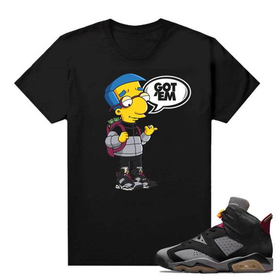 Jordan Bordeaux shirt match Black tee Millhouse Got EM