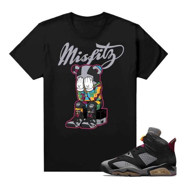 Jordan Bordeaux shirt match Black tee Misfitz Bear Toy