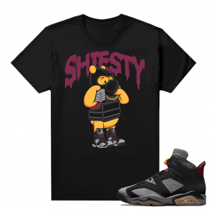 Jordan Bordeaux shirt match Black tee Pooh Shiesty