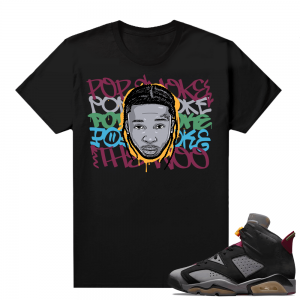 Jordan Bordeaux shirt match Black tee Pop Smoke Grafitti art