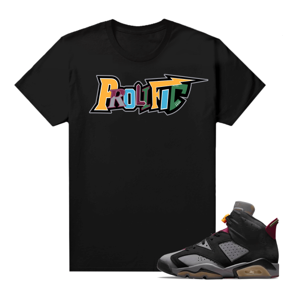 Jordan Bordeaux shirt match Black tee Prolific Letters