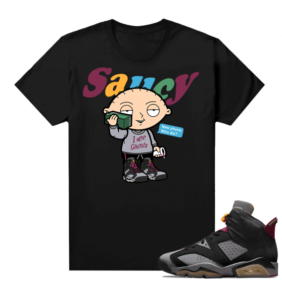 Jordan Bordeaux shirt match Black tee Saucy