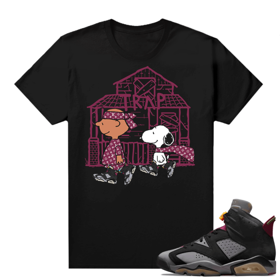 Jordan Bordeaux shirt match Black tee Snoopy Trap House