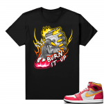 Light Fusion Red 1s Jordan Sneaker Tees Shirts Match Black Burn it Up