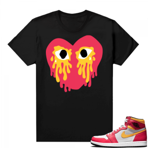 Light Fusion Red 1s Jordan Sneaker Tees Shirts Match Black Crying heart