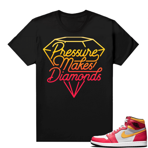 Light Fusion Red 1s Jordan Sneaker Tees Shirts Match Black Diamonds