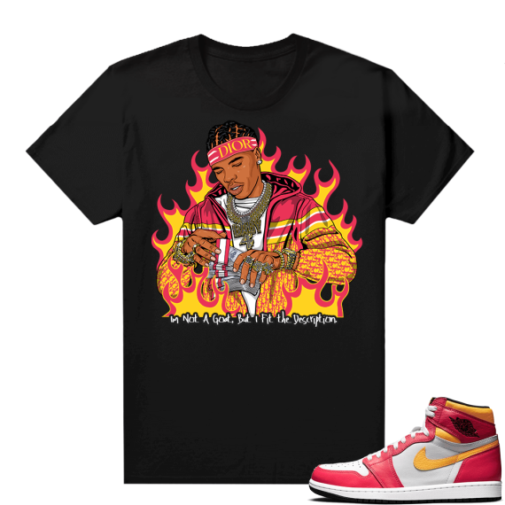 Light Fusion Red 1s Jordan Sneaker Tees Shirts Match Black Lil Baby Goat Status