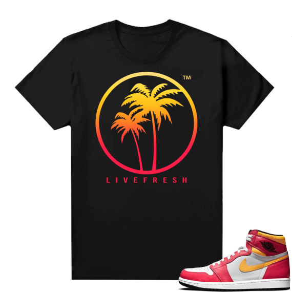 Light Fusion Red 1s Jordan Sneaker Tees Shirts Match Black Live Fresh Palm