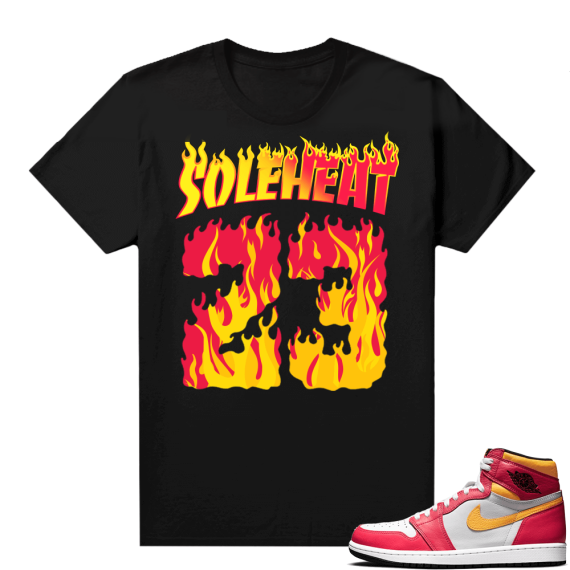 Light Fusion Red 1s Jordan Sneaker Tees Shirts Match Black SoleHeat 23