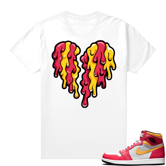 Light Fusion Red 1s Jordan Sneaker Tees Shirts Match Broken Heart Drip