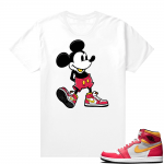 Light Fusion Red 1s Jordan Sneaker Tees Shirts Match Sneakerhead Mickey