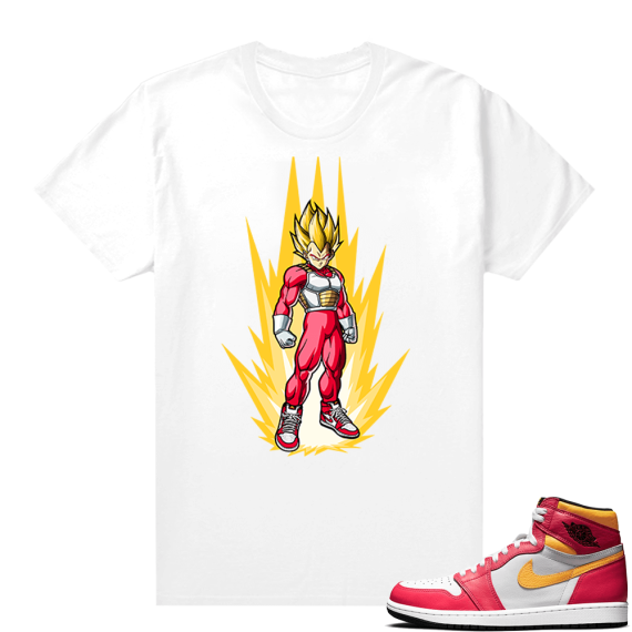 Light Fusion Red 1s Jordan Sneaker Tees Shirts Match Vegeta Super Saiyan