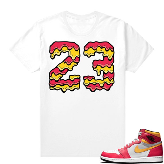 Light Fusion Red 1s Jordan Sneaker Tees Shirts Match White 23 Drip