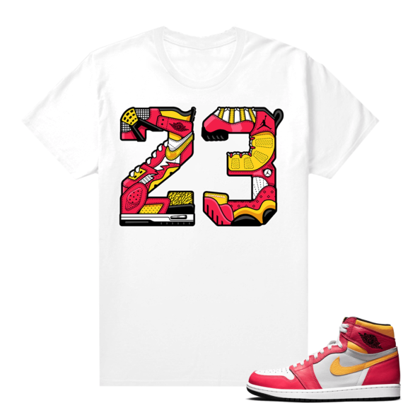 Light Fusion Red 1s Jordan Sneaker Tees Shirts Match White 23 Mashup