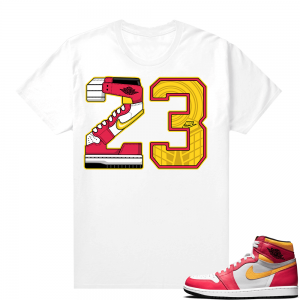 Light Fusion Red 1s Jordan Sneaker Tees Shirts Match White 23 Sole