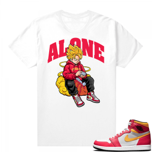 Light Fusion Red 1s Jordan Sneaker Tees Shirts Match White Alone Goku