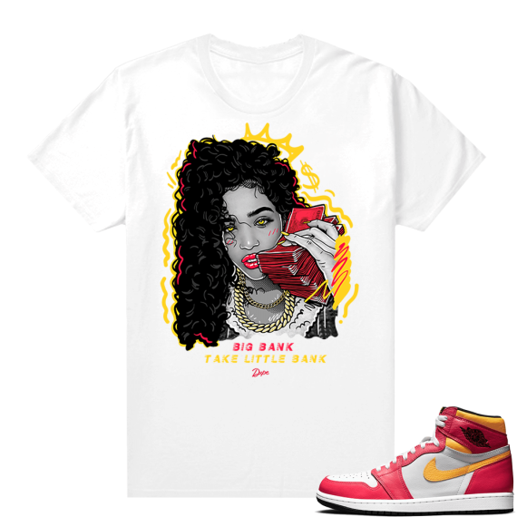 Light Fusion Red 1s Jordan Sneaker Tees Shirts Match White Big Bank