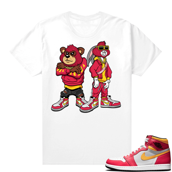 Light Fusion Red 1s Jordan Sneaker Tees Shirts Match White Big Steppas