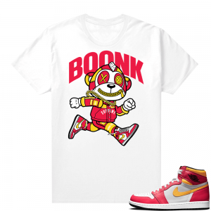 Light Fusion Red 1s Jordan Sneaker Tees Shirts Match White Boonk Gang Monkey