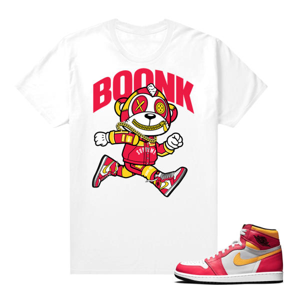 Light Fusion Red 1s Jordan Sneaker Tees Shirts Match White Boonk Gang Monkey