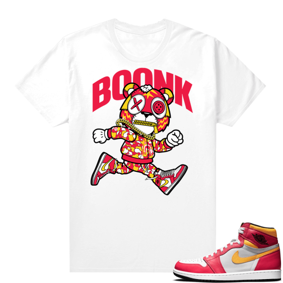 Light Fusion Red 1s Jordan Sneaker Tees Shirts Match White Boonk Gang Tiger