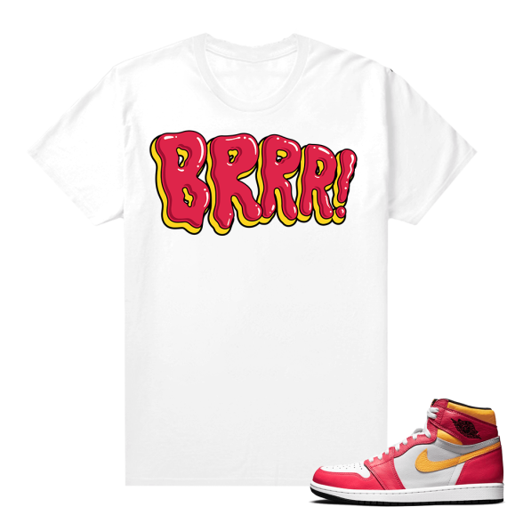 Light Fusion Red 1s Jordan Sneaker Tees Shirts Match White Brrr bubble Drip