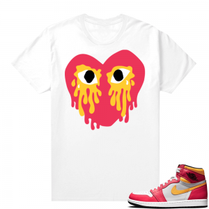 Light Fusion Red 1s Jordan Sneaker Tees Shirts Match White Crying heart