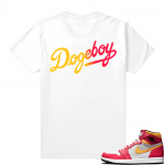 Light Fusion Red 1s Jordan Sneaker Tees Shirts Match White Dogecoin Dogeboy