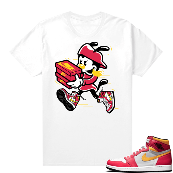 Light Fusion Red 1s Jordan Sneaker Tees Shirts Match White Double Up